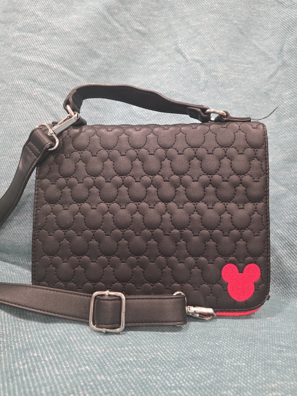 Black Quilted Mickey Crossbody Loungefly.